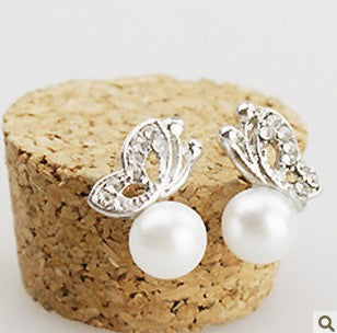 Butterfly Diamond Pearl Earrings