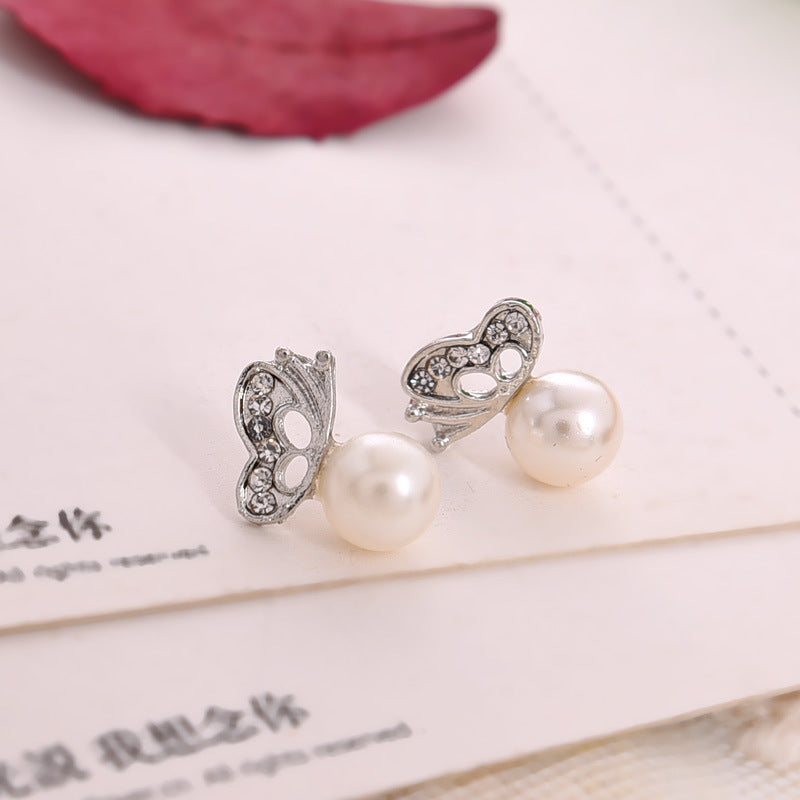 Butterfly Diamond Pearl Earrings